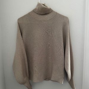 Pink Rose Cream Colored Turtle Neck with Cinched Wrist Cuffs